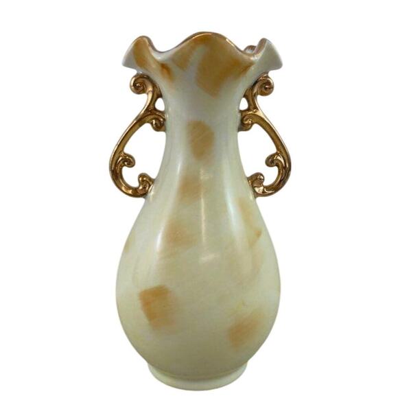 Vintage Hand Painted Floral Porcelain Vase with‎ Gold Gilt Handles - Picture 2 of 4